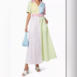 STUAD Millie Striped Cotton-Blend Poplin Shirtdress Size 10